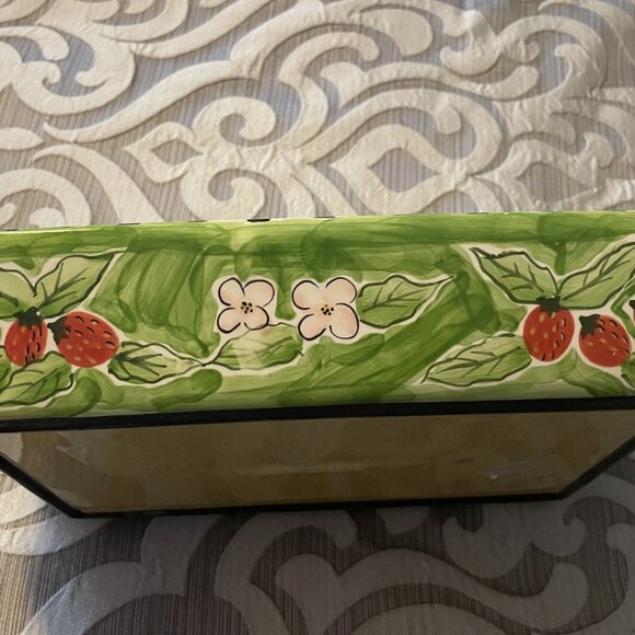 CBK Ltd. Hand painted Ceramic Dish/Tray Pomegranate Grapes Berries Never Used - Picture 4 of 6